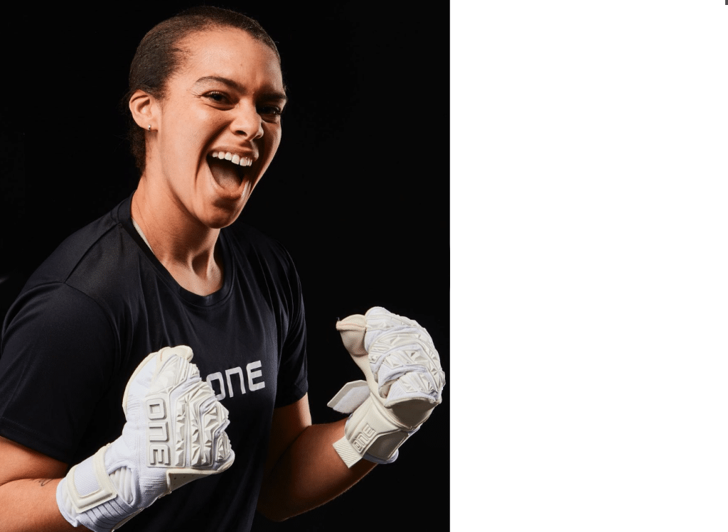 Becky Spencer sponsor One Glove female goalkeeper at Great British Speakers