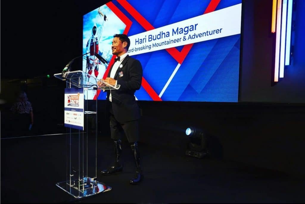 Hari Budha Magar double amputee Gurkha Everest mountaineer inspirational speaker at agent Great British Speakers