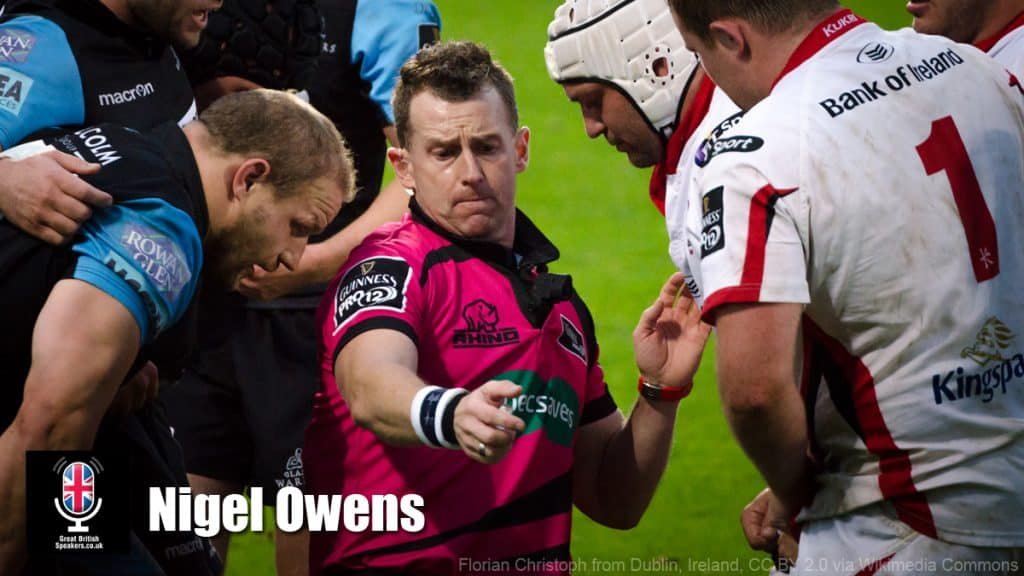 Nigel Owens Welsh Rugby Referee Farmer LGBT after dinner speaker book at agent Great British Speakers