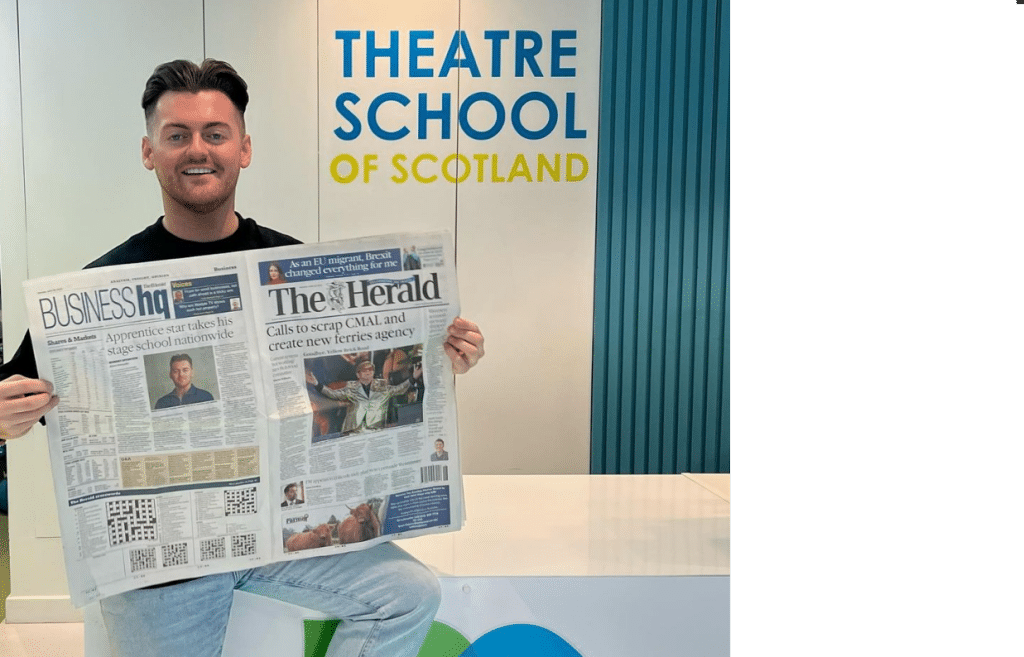 Reece Donnolly The Apprentice Scottish Entrepreneur Theatre School Host Speaker at agent Great British Speakers