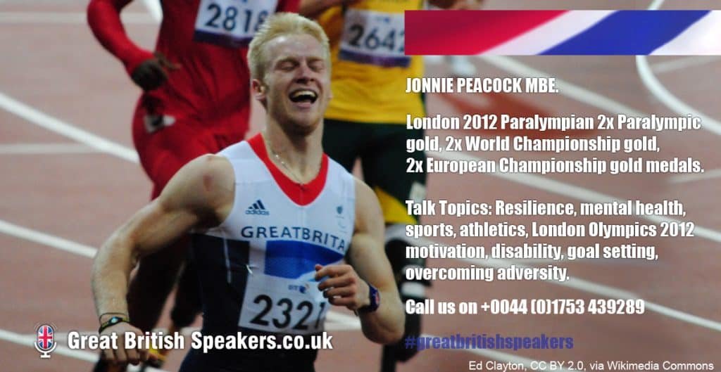 Jonnie Peacock MBE London motivational resilience Paralympic Sports Speaker at agent Great British Speakers