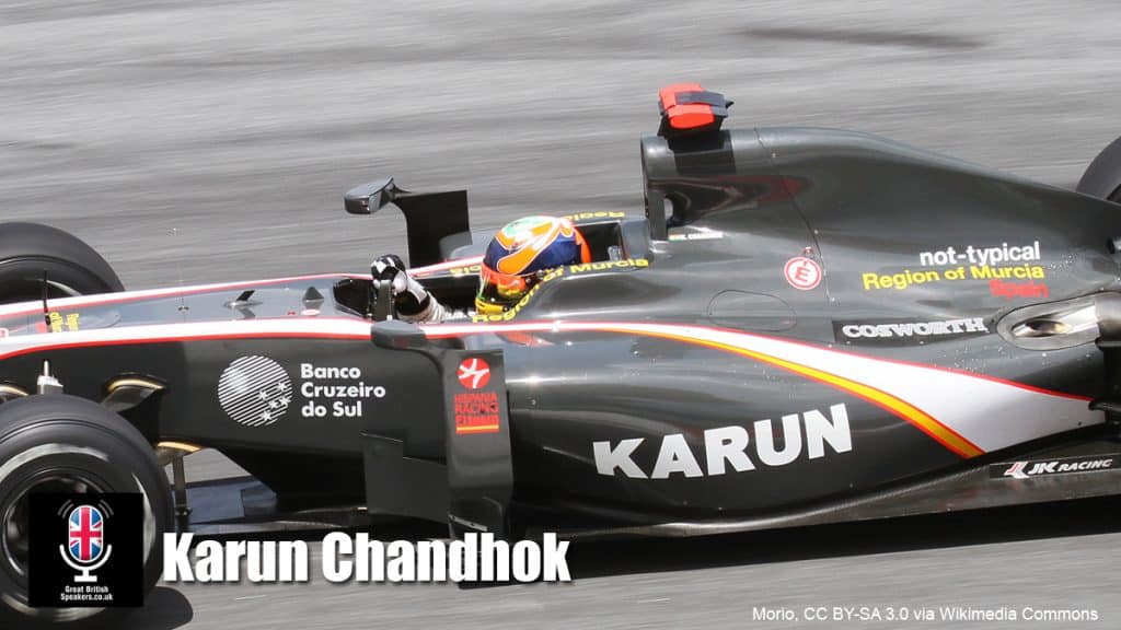 Karun Chandhok hire Formula 1 driver speaker book at agent Great British Speakers.