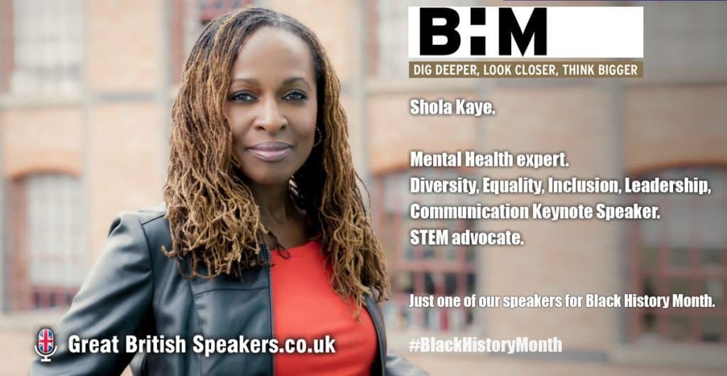 Shola Kaye Leadership Communication Equality Inclusion diversity motivational speaker at Great British Speakers LI